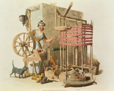 A Woman Wool Skeiner, graveret af kunstneren, 1808 (akvatint) af William Henry Pyne