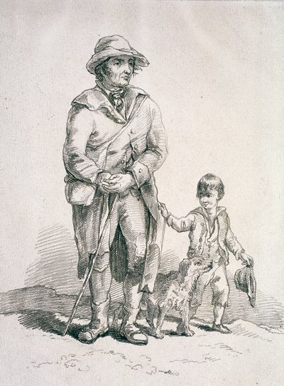 En rustik med en hund og en dreng, Provincial Characters, 1813 af William Henry Pyne
