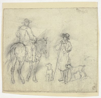 Mand med hunde og en anden til hest af William Henry Pyne