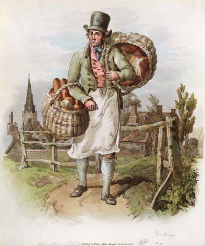 The Baker, illustration fra "The Costume of Great Britain", udgivet 1804-08 af William Miller, London (akvatint) af William Henry Pyne