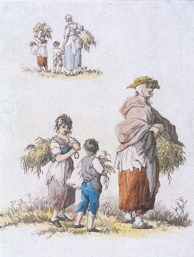 Opsamling af kvinder og børn, Provincial Characters, 1802 af William Henry Pyne