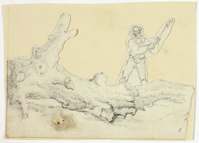 Woodsman, der økser, faldet træ af William Henry Pyne