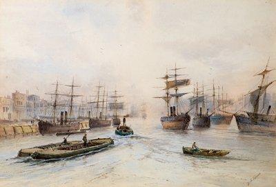 Forsendelse på Themsen (akvarel) af William Henry Vernon