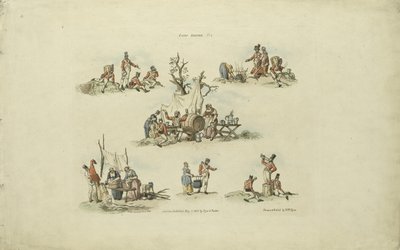 Lejrscener, 1803 (farvet radering) af William Henry after Pyne