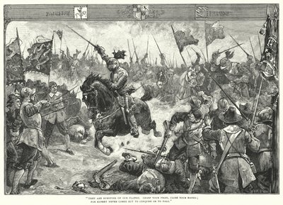 Slaget ved Naseby (gravering) af William Heysham (after) Overend