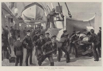 Handlingsøvelse ombord på HMS Australia af William Heysham Overend