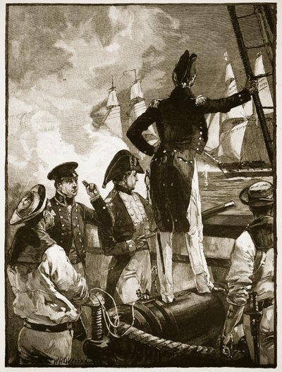 Kaptajn Walpole opsnapper hertugen af Saldanhas skibe, illustration fra 