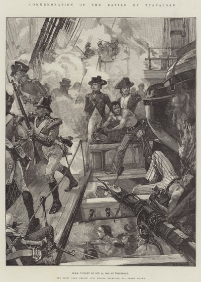 Højtideligholdelse af slaget ved Trafalgar, HMS Victory den 21. oktober 1805, ved Trafalgar af William Heysham Overend