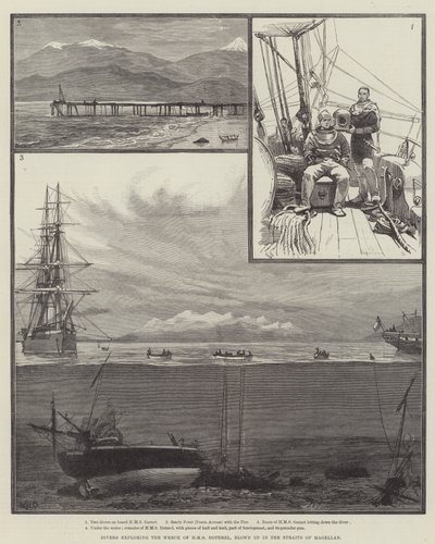 Dykkere udforsker vraget af HMS Doterel, der blev sprængt i Magellanstrædet af William Heysham Overend