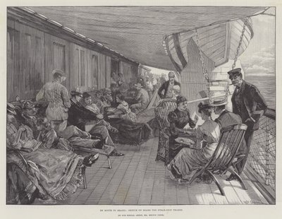 På vej til Brasilien, skitse om bord på dampskibet Thames af William Heysham Overend