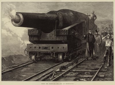 Affyring af 81-tons pistolen mod Shoeburyness af William Heysham Overend