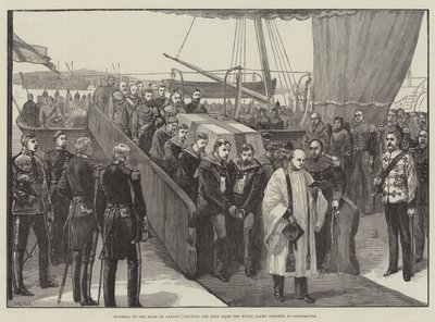Begravelse af hertugen af Albany, lander liget fra Royal Yacht Osborne i Portsmouth af William Heysham Overend