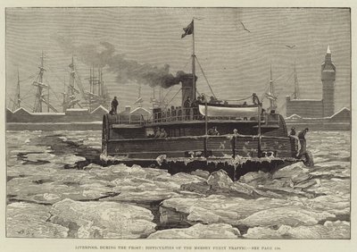 Liverpool under frosten, vanskeligheder i færgetrafikken på Mersey af William Heysham Overend
