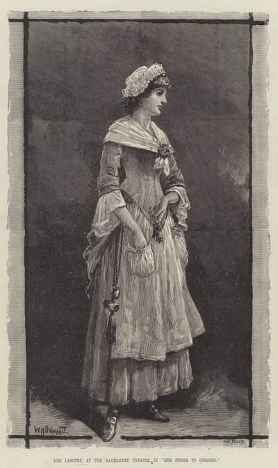 Mrs Langtry, på Haymarket Theatre, i She Stoops to Conquer af William Heysham Overend
