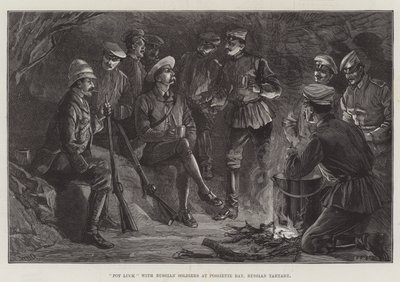 Pot Luck med russiske soldater ved Possiette Bay, Russian Tartary af William Heysham Overend