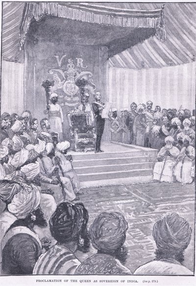 Proklamation af dronningen som suveræn i Indien 1858 e.Kr af William Heysham Overend