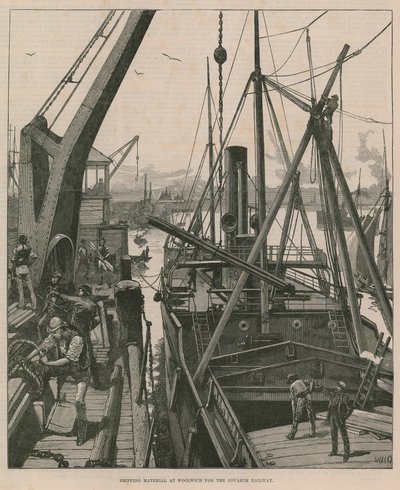 Forsendelsesmateriale hos Woolwich til Souakim Railway (gravering) af William Heysham Overend