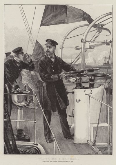 Signalering om bord på et britisk panserskib af William Heysham Overend