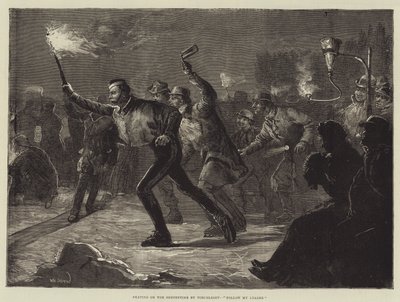 Skating on the Serpentine by Torchlight, Follow My Leader af William Heysham Overend