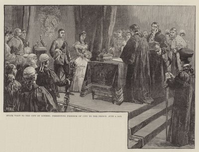 Statsbesøg i City of London, præsentation af Freedom of City til prinsen, 8. juni 1863 af William Heysham Overend