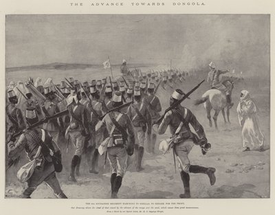 Fremrykningen mod Dongola, det 9. Soudanesiske Regiment marcherer til Shellal for at gå om bord til fronten af William Heysham Overend
