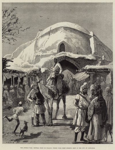 Den afghanske krig, Central Dome eller Char-Su, hvor fire hovedgader mødes i byen Candahar af William Heysham Overend