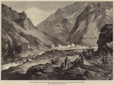 Den afghanske krig, Ali Musjid-passet i Khyber, med den avancerede garde fra 14. Sikhs af William Heysham Overend