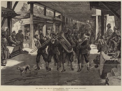 Den afghanske krig, de 4. Gurkhaer, der marcherer gennem basaren, Jellalabad af William Heysham Overend