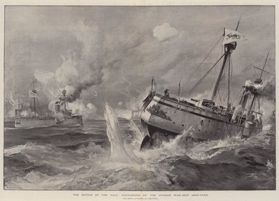 Slaget ved Yalu, grundlæggeren af det kinesiske krigsskib Chih-Yuen af William Heysham Overend