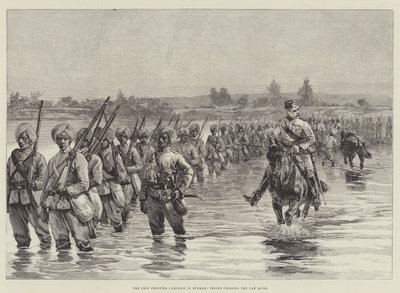 Chin Frontier-kampagnen i Burmah, tropper krydser Yaw-floden af William Heysham Overend