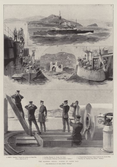 Den østlige krise, scener i Canea Bay af William Heysham Overend