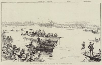 Afslutningen af bådkapløbet i Mortlake, Cambridge vinder! af William Heysham Overend