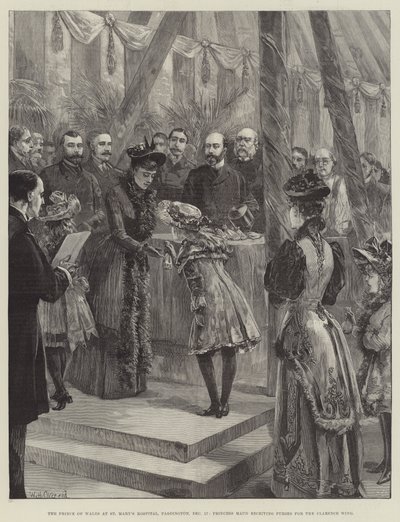 Prinsen af Wales på St Marys Hospital, Paddington, den 17. december, Prinsesse Maud modtager Punge til Clarence Wing af William Heysham Overend