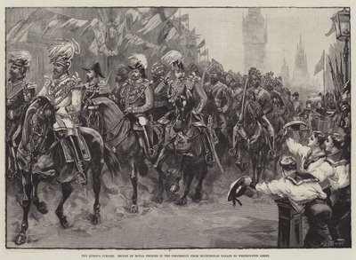 Dronningens jubilæum, eskorte af kongelige prinser i processionen fra Buckingham Palace til Westminster Abbey af William Heysham Overend