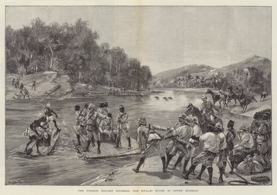 Tonhon-søjlen krydser Swalei-floden i Upper Burmah af William Heysham Overend