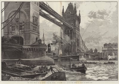 Tower Bridge, der skal opføres over Themsen, grundstenen lagt af prinsen af Wales mandag sidste af William Heysham Overend