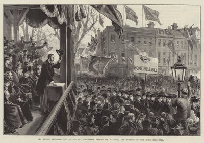 Ulster-demonstrationen i Belfast, procession forbi Mr Balfour og afbrænding af hjemmestyreloven af William Heysham Overend
