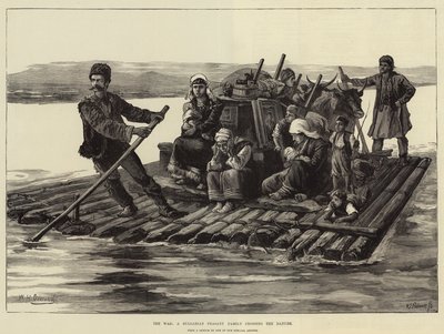 The War, en bulgarsk bondefamilie, der krydser Donau af William Heysham Overend