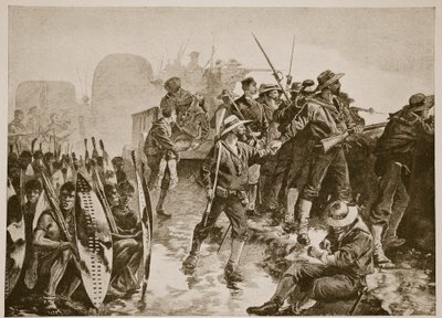 Zulu-krigen: Forsvar af en Laager mod et Zulu-angreb af William Heysham Overend