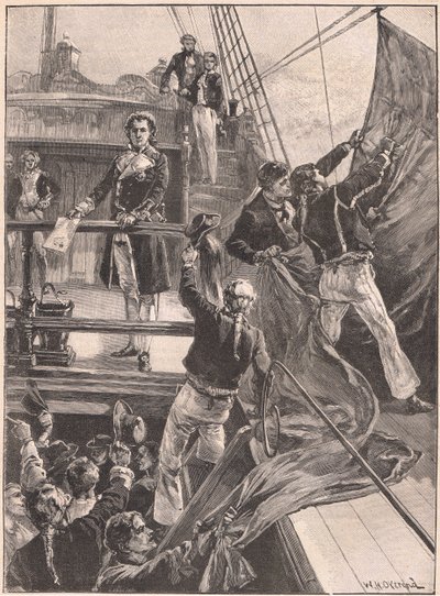 Mytteriet ved Spithead: nedhaling af det røde flag AD 1797 af William Heysham Overend