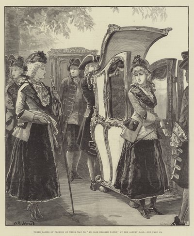 Three Ladies of Fashion på vej til Ye Olde English Fayre i Albert Hall af William Heysham Overend