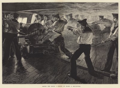 Prøver Range, en Skitse ombord på en Man-of-War af William Heysham Overend