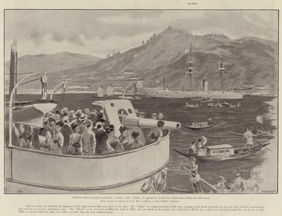 Besøg de japanske krigsskibe Akagi og Hiyei i Nagasaki Havn efter slaget ved Yalu af William Heysham Overend