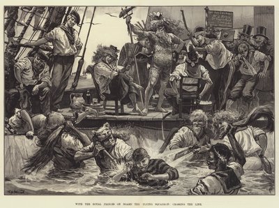 Med de kongelige prinser om bord på den flyvende eskadron, krydser linjen af William Heysham Overend