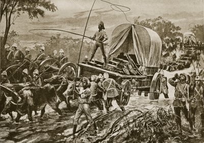 Zulukrigen: Etshowe-hjælpsstyrken krydser en flod, april 1879 af William Heysham Overend