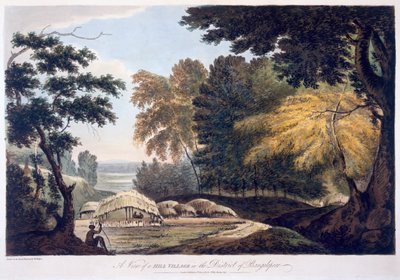 Hill Village i distriktet Bauhelepoor, 1787 (akvatint) af William Hodges