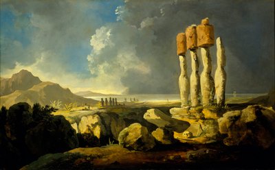 Monumenter på Påskeøen, ca. 1776 (olie på panel) af William Hodges