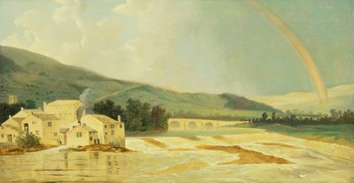 Otley Bridge on the River Wharfe (olie på lærred) af William Hodges