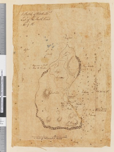 Side 37a En skitse af Block Island, breddegrad af South Head 41: 9 N af William Hodges