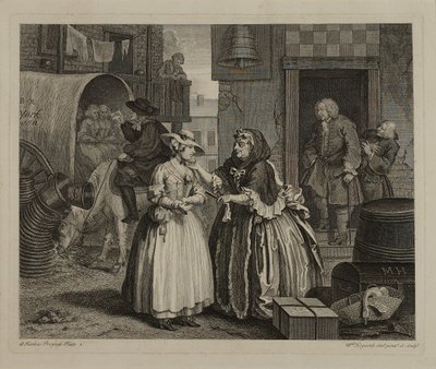 En prostituerets karriere: Tavle 1 af William Hogarth